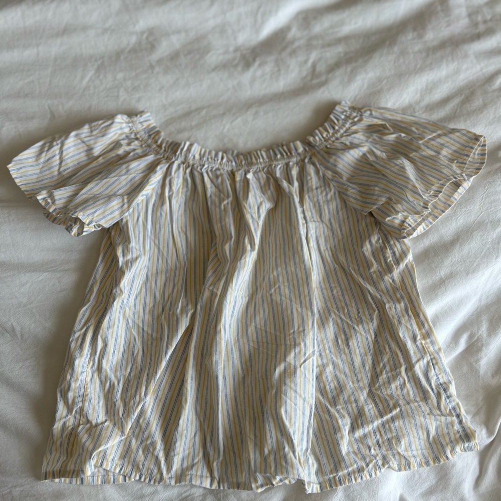 H&M Off-Shoulder Blouse with Blue and White Stripes